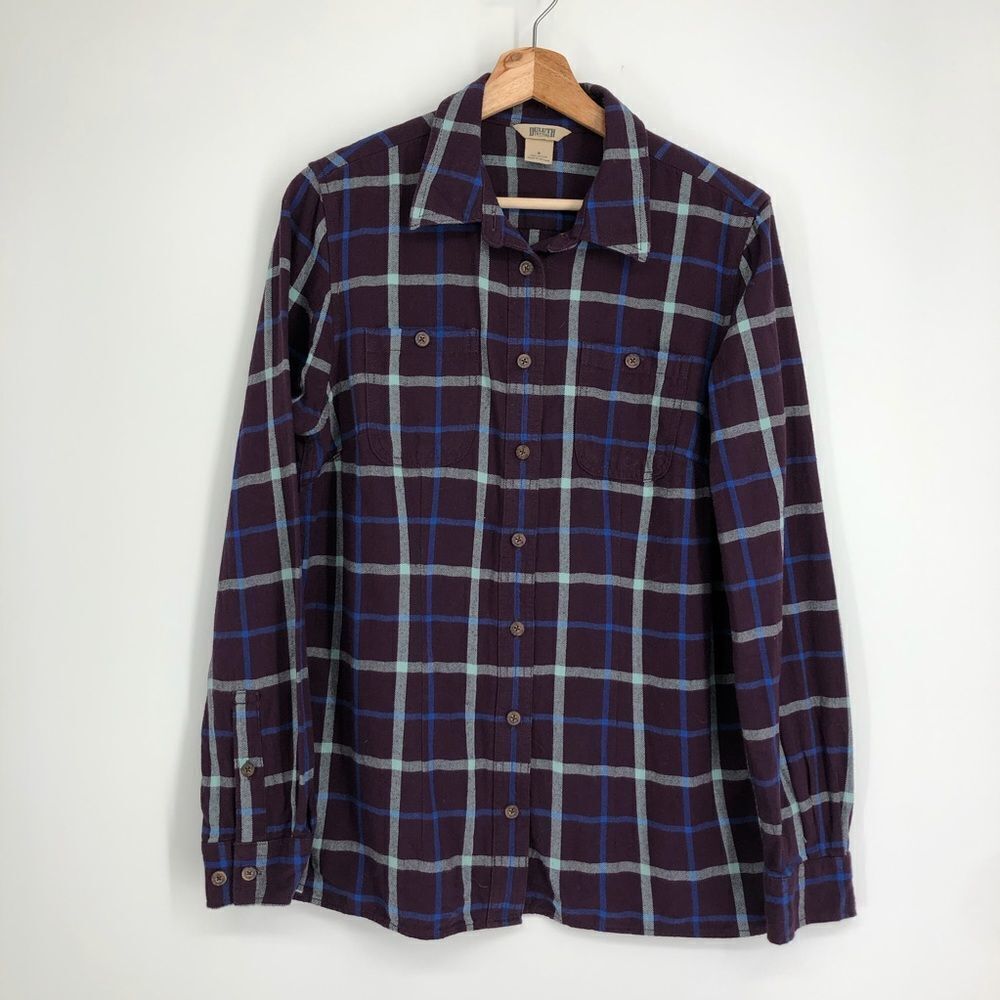 DULUTH TRADING CO. Free Swingin'‎ Flannel Shirt Purple Plaid